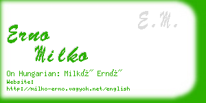 erno milko business card